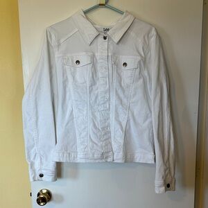 Lee White Denim Trucker Jacket with Button Front